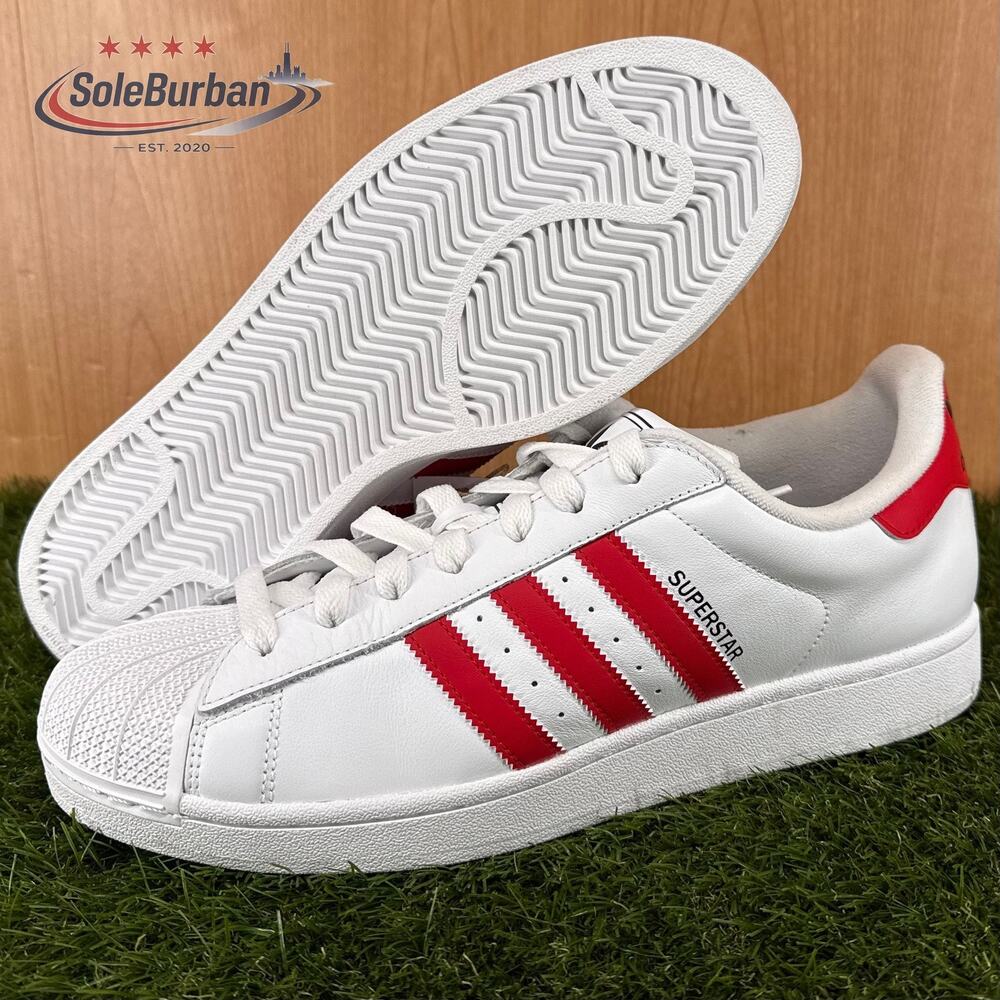 adidas Superstar Cloud White Better Scarlet Core Black JQ4728 Men's Size 13